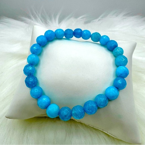Aqua Natural Stone Beaded Bracelet - Picture 1 of 5
